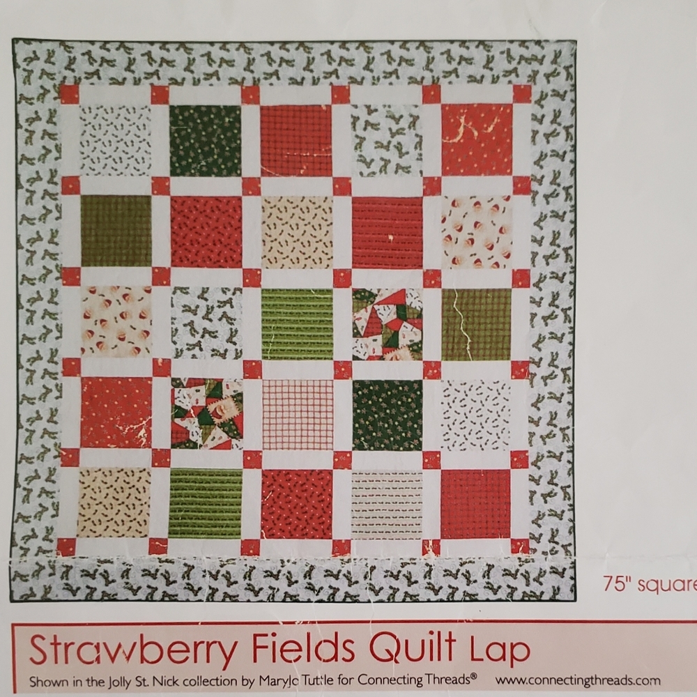 Joly St. Nick, Strawberry Fields Quilt Lap, Pattern & Fabric, New